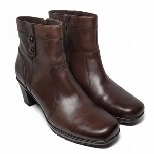Clarks Bendables Brown Leather Ankle Boots 10 Comfort Work Casual